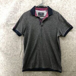 Ted‎ Baker London Tall Fit Polo Shirt Mens L (4) Gray Short Sleeves Soft